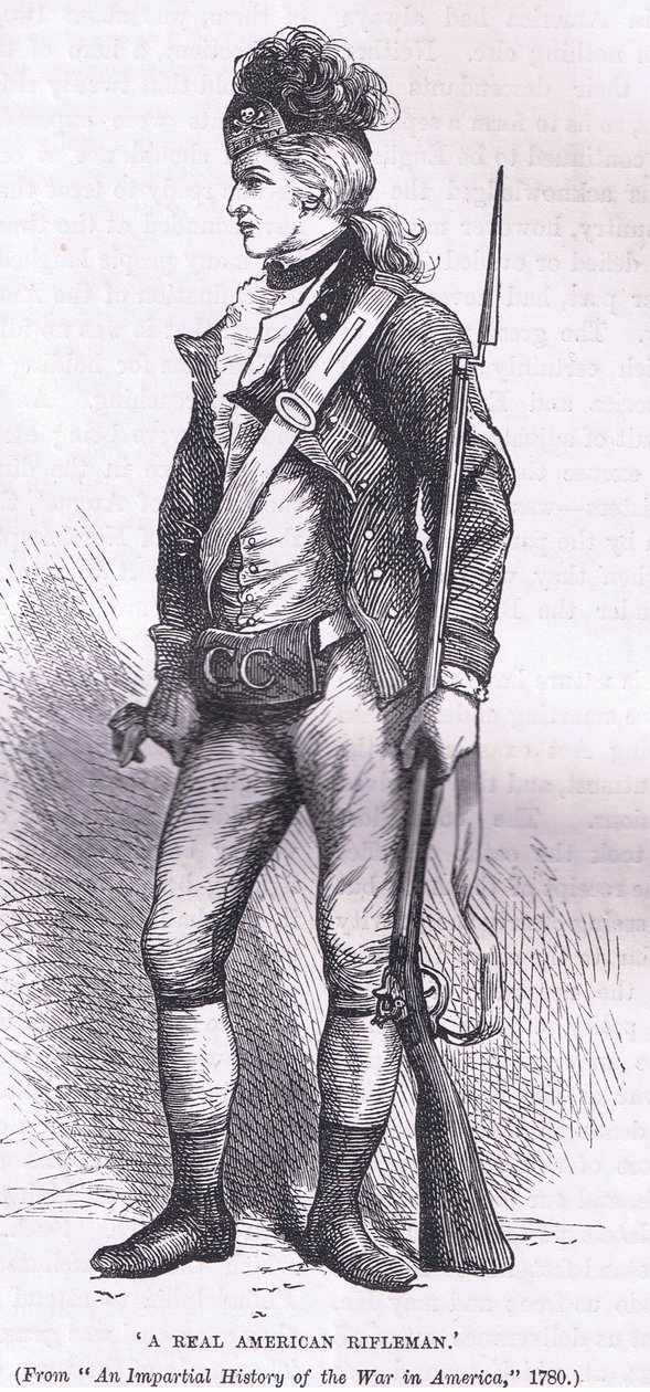 Um verdadeiro atirador americano, ilustração de Cassells History of the United States publicada por Cassell, Petter & Galpin, c.1900 (litho) de American English school