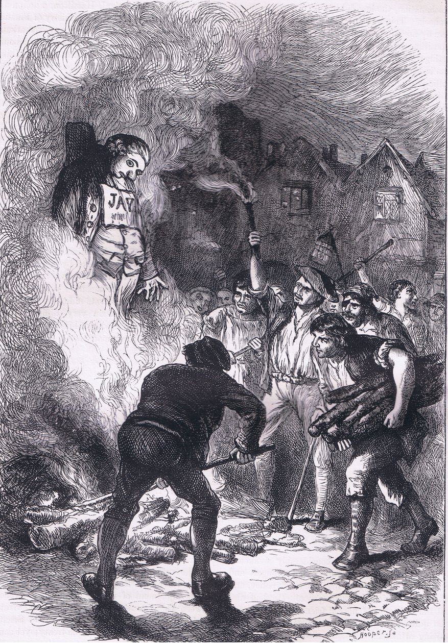 Burning of Jay "s effigy, ilustração de Cassells História dos Estados Unidos publicada por Cassell, Petter & Galpin, c.1900 de American English school