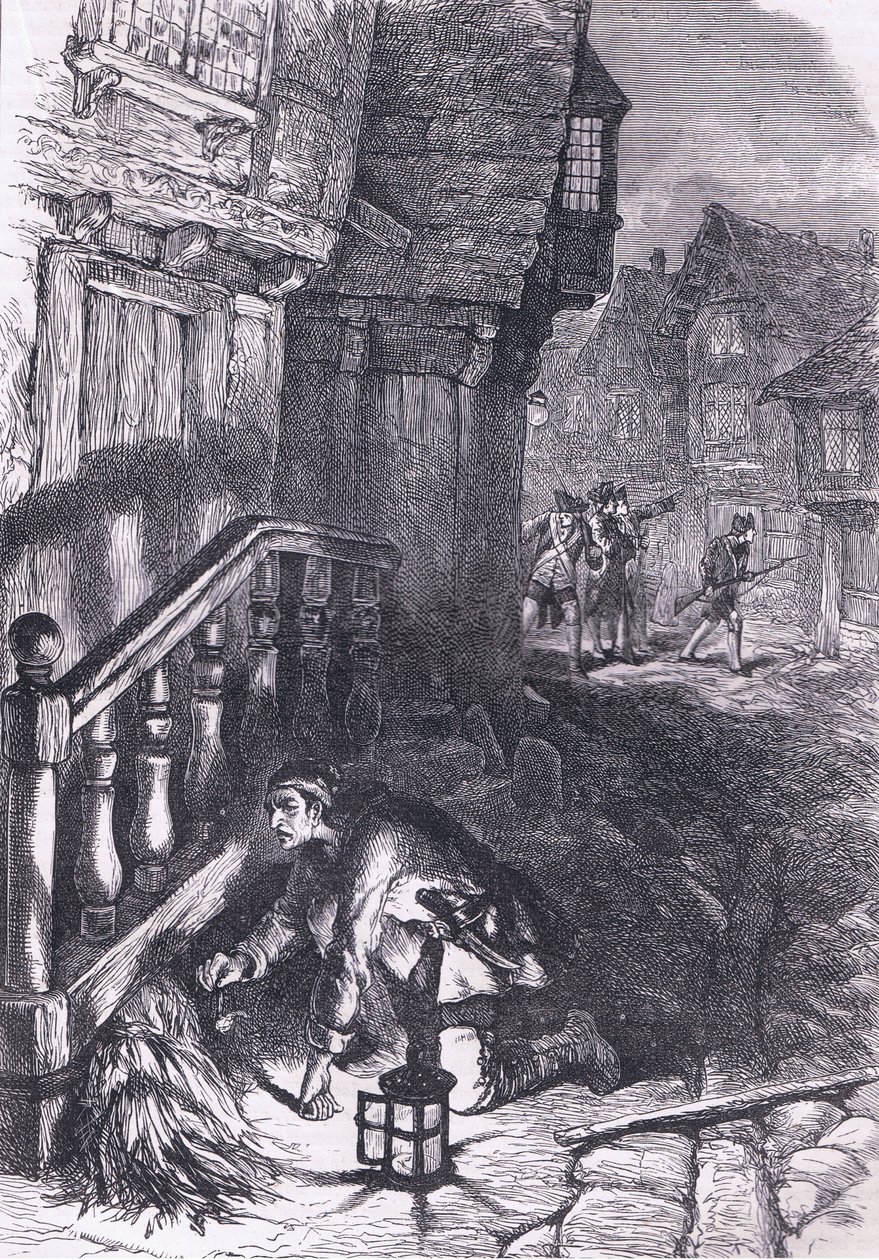 Detecção de um incendiário, ilustração de Cassell History of the United States publicada por Cassell, Petter & Galpin, c.1900 (litho) de American English school