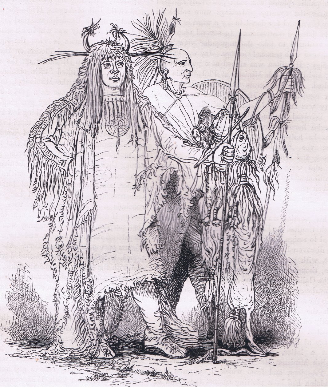 Grupo de índios de fronteira, ilustração de Cassells History of the United States publicada por Cassell, Petter & Galpin, c.1900 (litho) de American English school