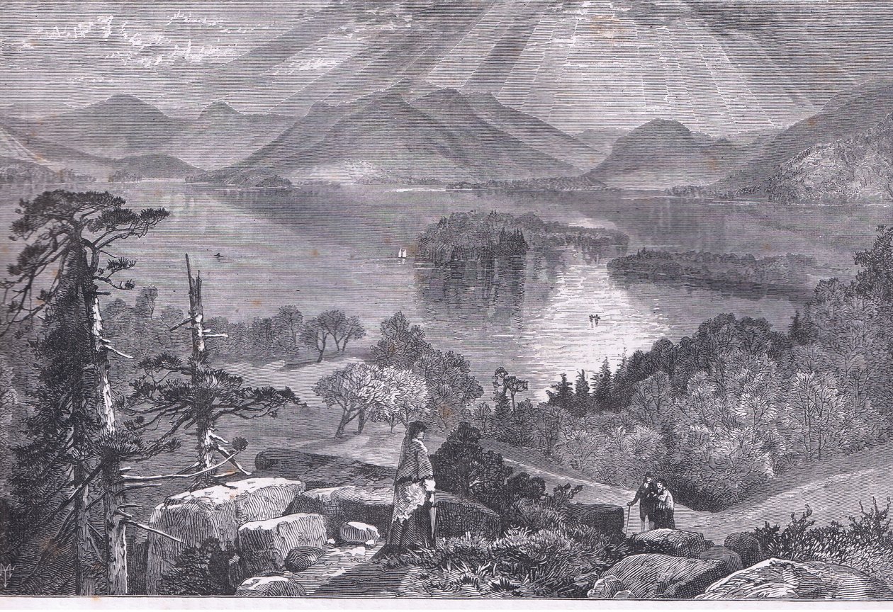 Long Island, Lake George, ilustração de Cassell History of the United States publicada por Cassell, Petter & Galpin, c.1900 (litho) de American English school