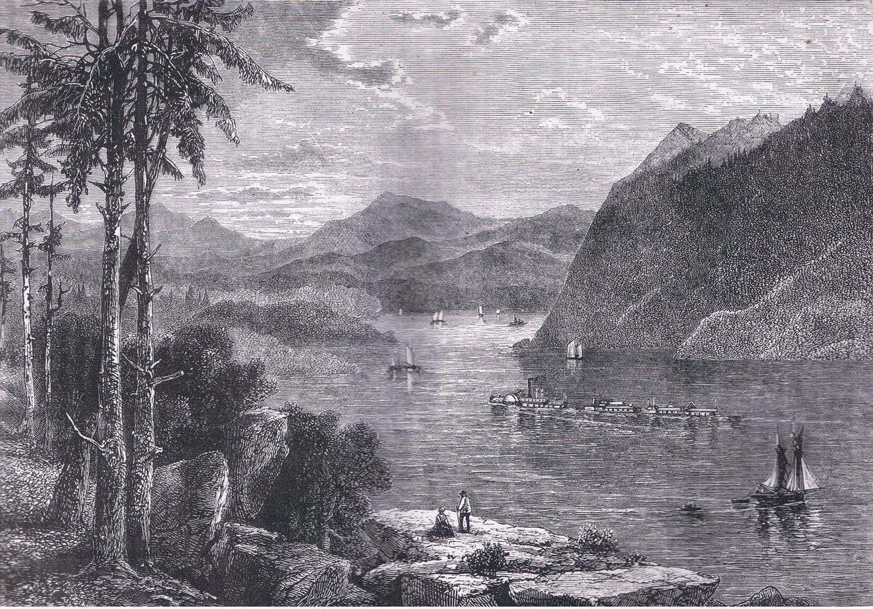 The Hudson Highlands, ilustração de Cassells History of the United States publicada por Cassell, Petter & Galpin, c.1900 (litho) de American English school