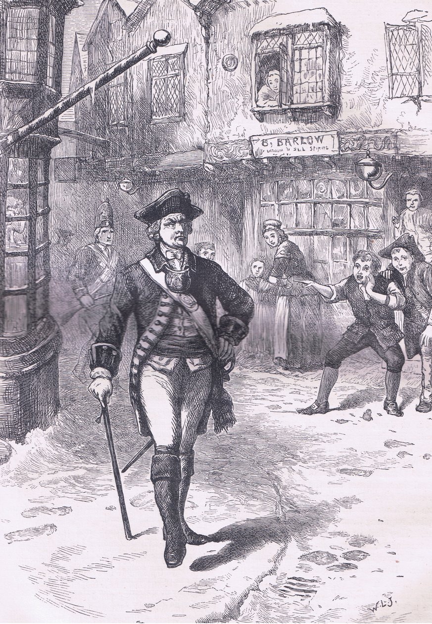 O oficial e o rapaz do barbeiro, ilustração de Cassell History of the United States publicada por Cassell, Petter & Galpin, c.1900 (litho) de American English school