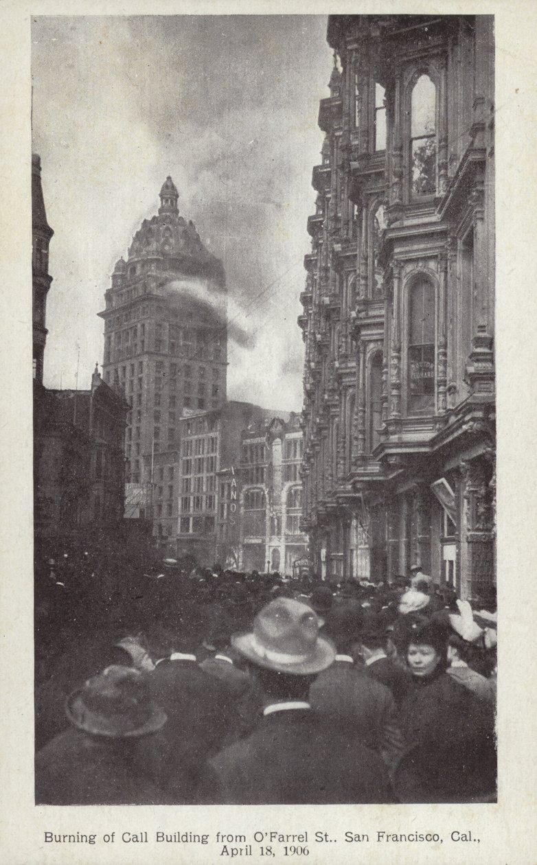 Consequências do terramoto de 1906 em São Francisco (fotografia a preto e branco) de American Photographer