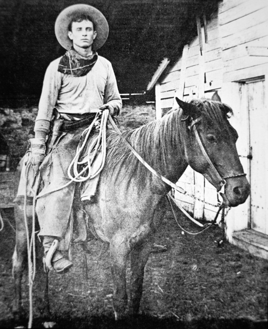 Cowboy americano no Kansas, c.1880 (foto a p/b) de American Photographer