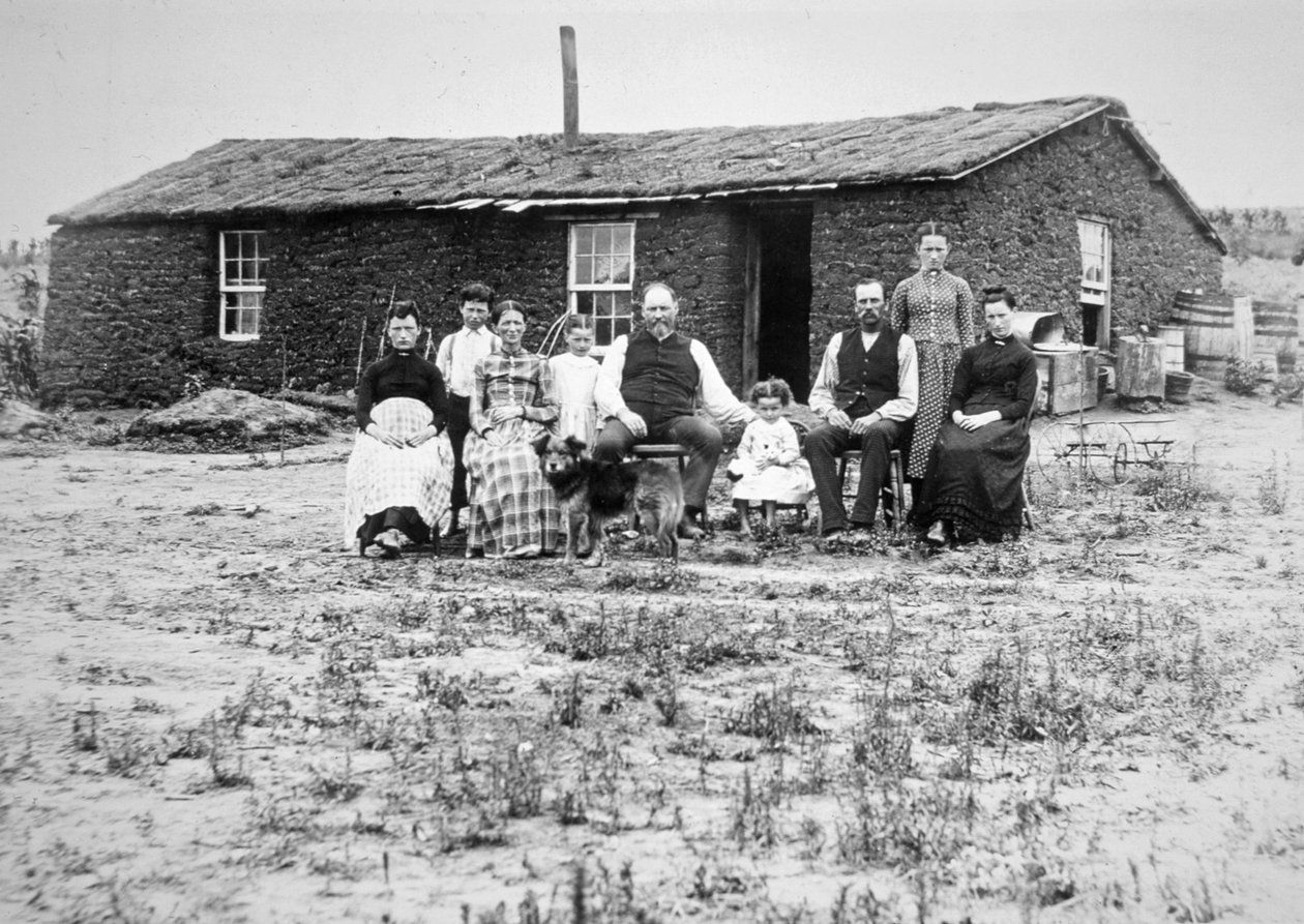 Família americana pioneira, c.1888 (foto a p/b) de American Photographer