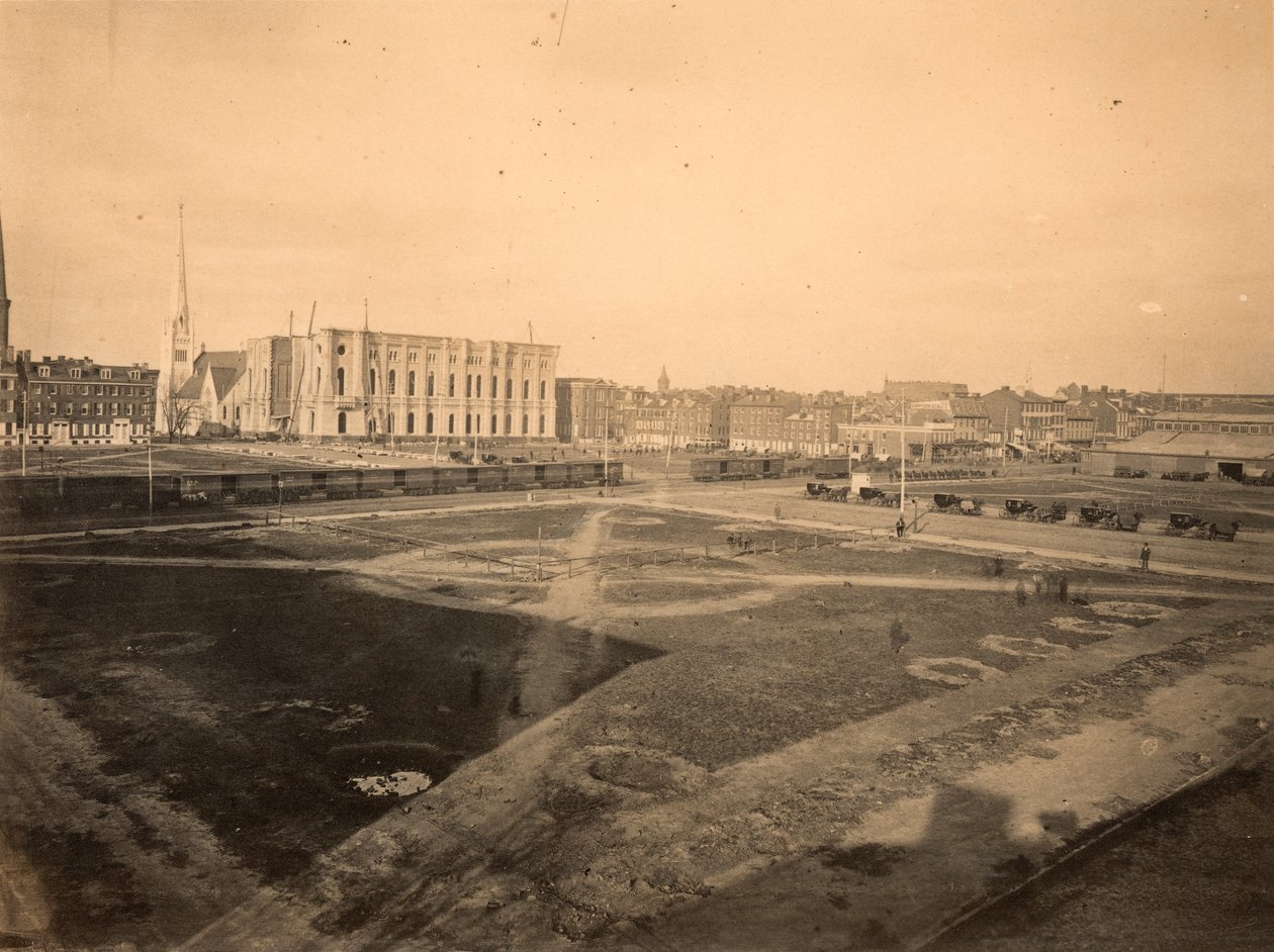 Praça do Centro, local da Prefeitura, Broad Street e Market Street, Filadélfia, c.1871 (albumen print) de American Photographer