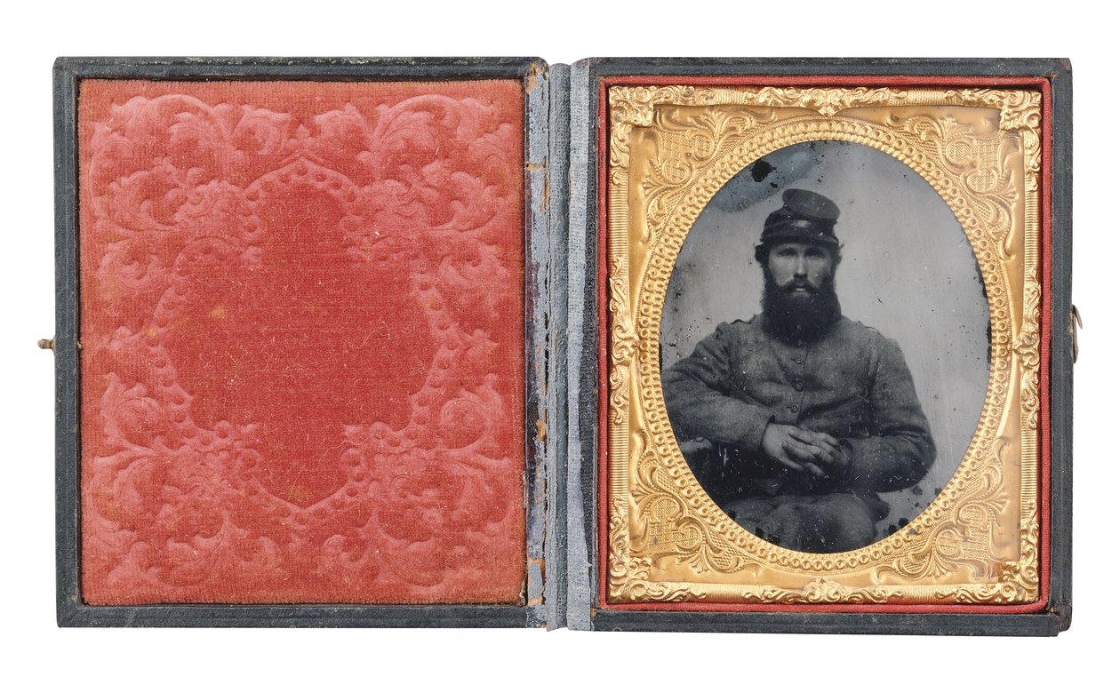 Retrato emoldurado do soldado Joseph Absalom Higginbotham, Co. I de American Photographer