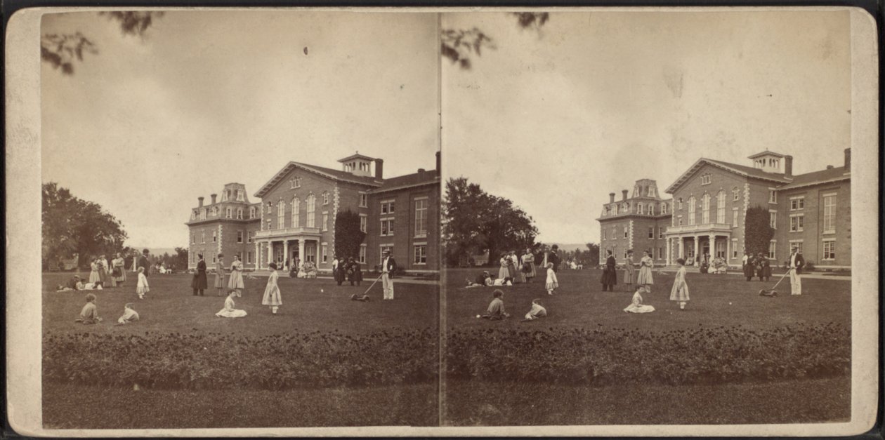 Frente da mansão e gramado, Comunidade Oneida, Estado de Nova York, c.1870 de American Photographer