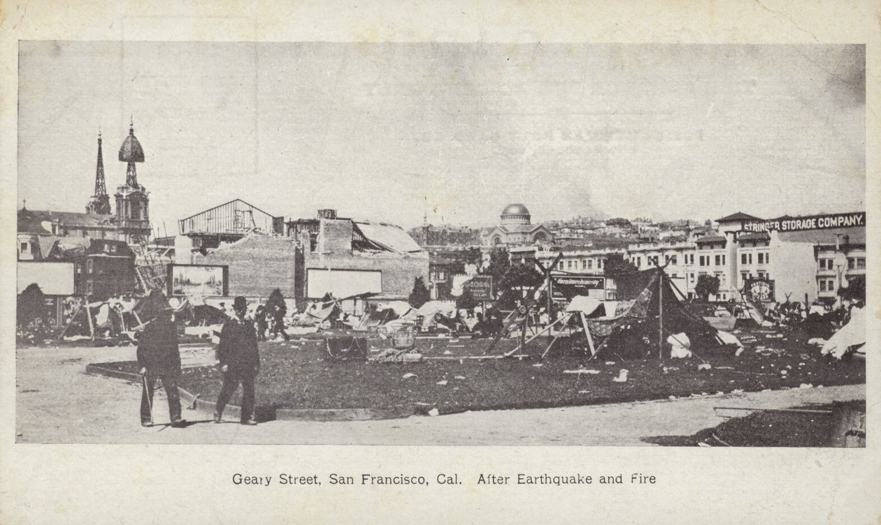 Geary Street, São Francisco, após o terramoto e o incêndio de American Photographer
