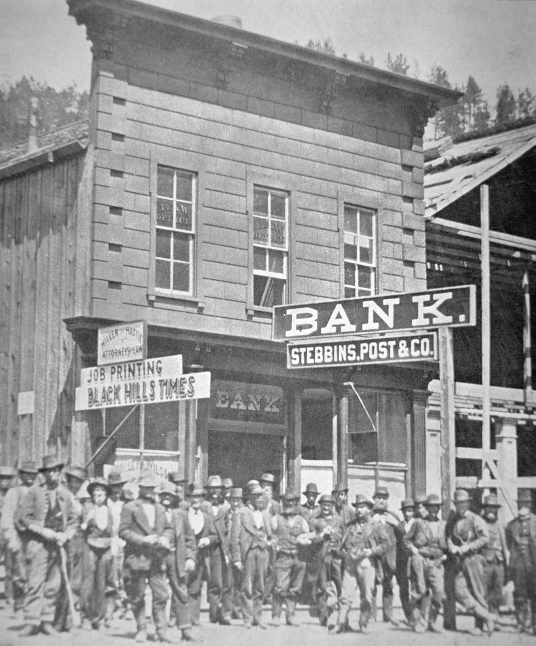 Gold Miners at Deadwood City, South Dakota, c.1877 (foto a p/b) de American Photographer