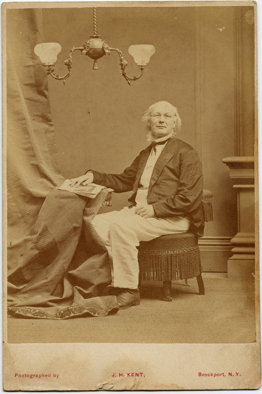 Horace Greeley (1811-1872), editor de jornal e política dos EUA, foto de JH Kent, Brockport, Nova York (foto de albúm) de American Photographer