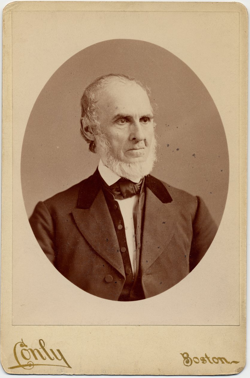 John Greenleaf Whittier (1807-92), poeta americano quaker e abolicionista; foto por CF Conly, Boston (albumen print) de American Photographer