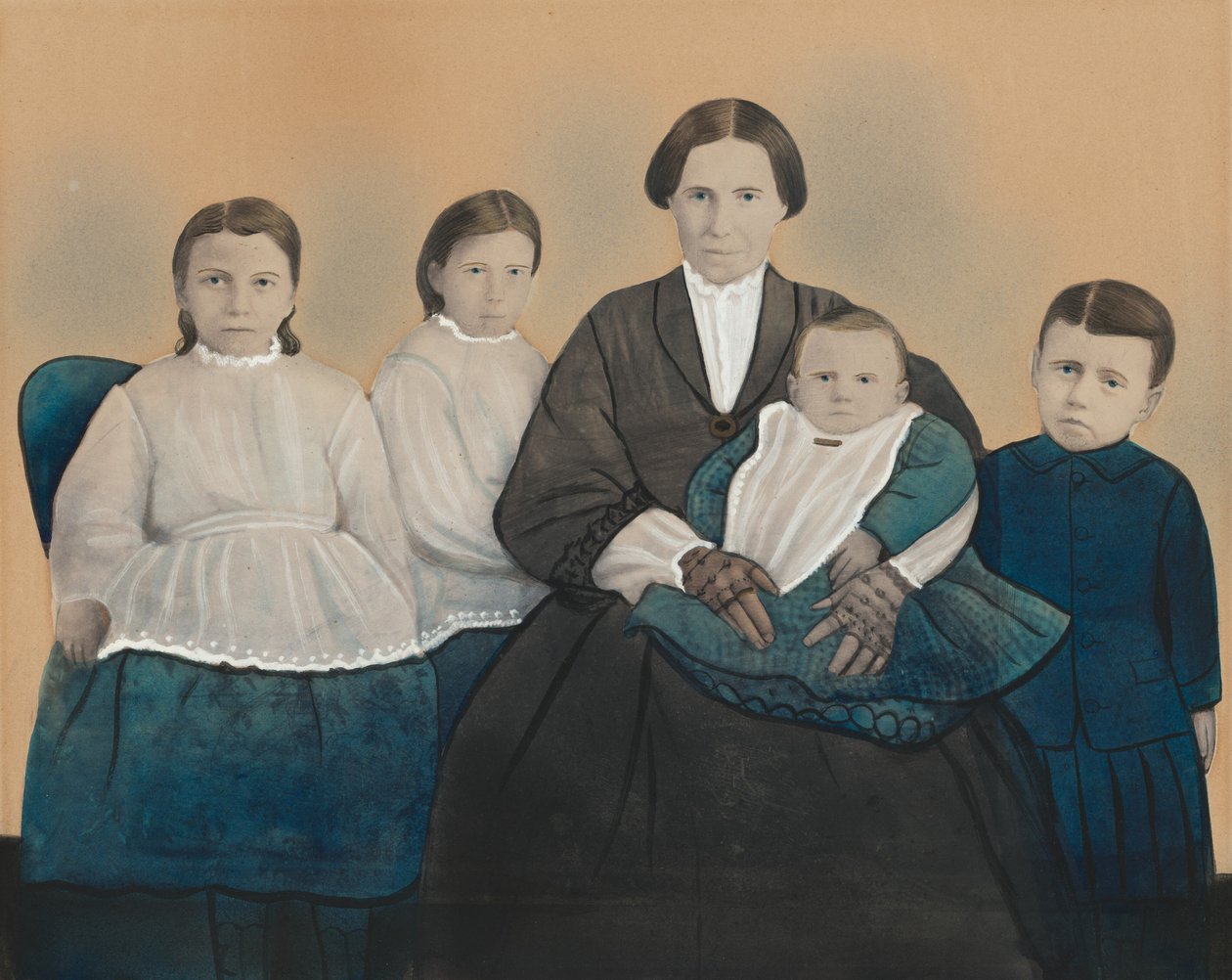 Retrato de uma mãe e quatro filhos, década de 1850 (foto) de American Photographer