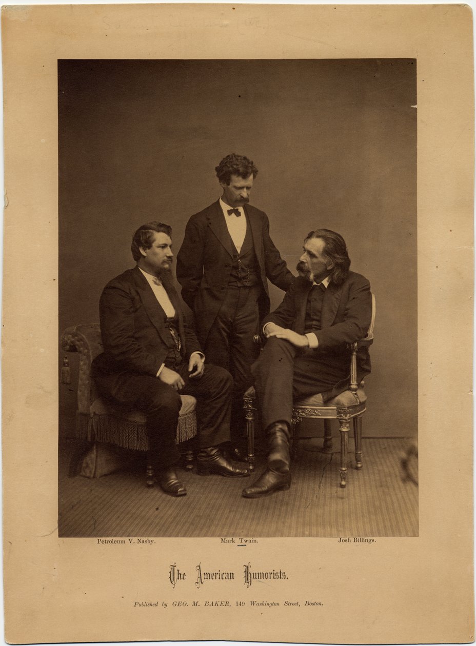 Os humoristas americanos, retrato de grupo por George M Baker, Boston (albumen photo) de American Photographer