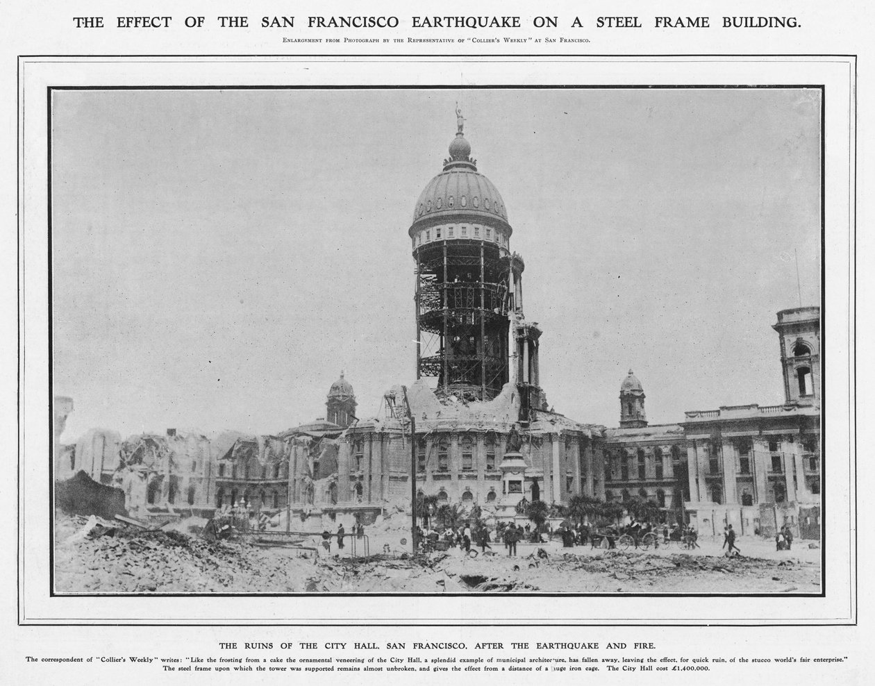 As Ruínas da Prefeitura após o terremoto e incêndio de 1906, 1906 de American Photographer
