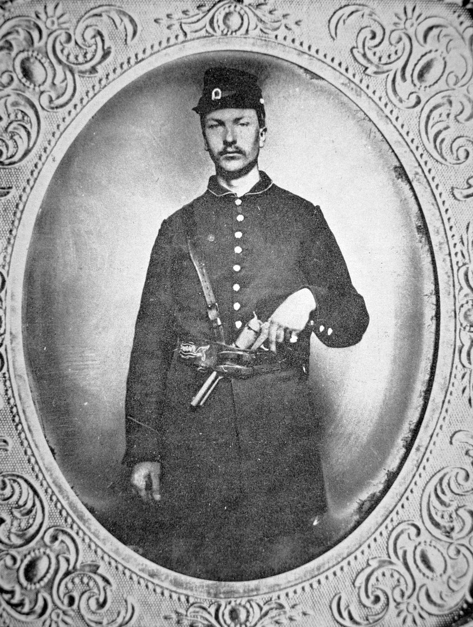 Soldado desconhecido da União armado com revólver Colt Dragoon (foto a p/b) de American Photographer