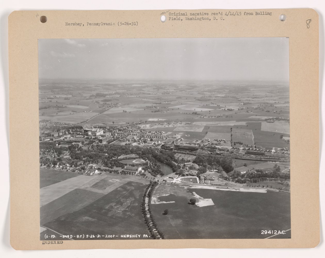 Vista de Hershey, Pennsylvania, 26 de Maio de 1931 (foto a p/b) de American Photographer