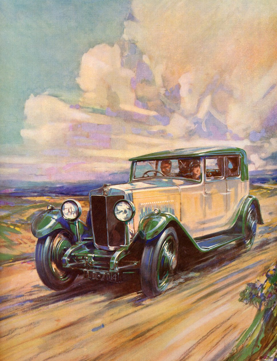 Um Roadster dos anos 20 a acelerar numa estrada de terra de American School