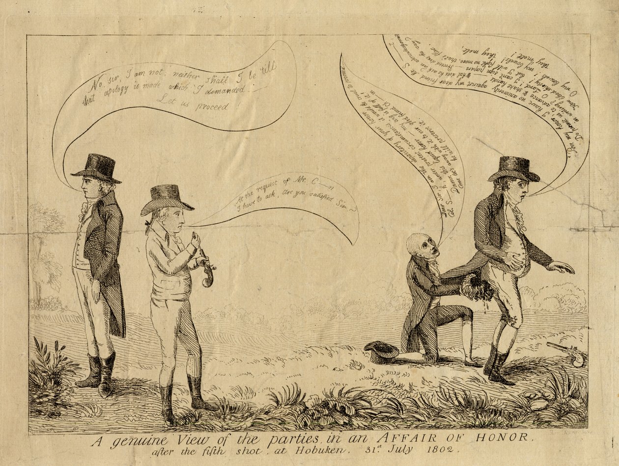 Uma Visão Genuína das Partes em um Caso de Honra após o Quinto Tiro em Hoboken, em 31 de julho de 1802 de American School