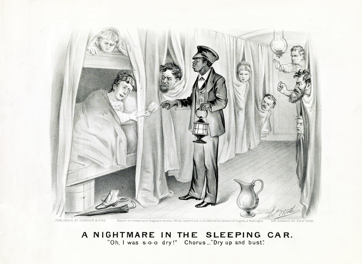 Um Pesadelo no Carro Adormecido: Oh, eu estava s-o-o seco! Refrão: Dry up and bust., publicado c.1875 (litho) de American School