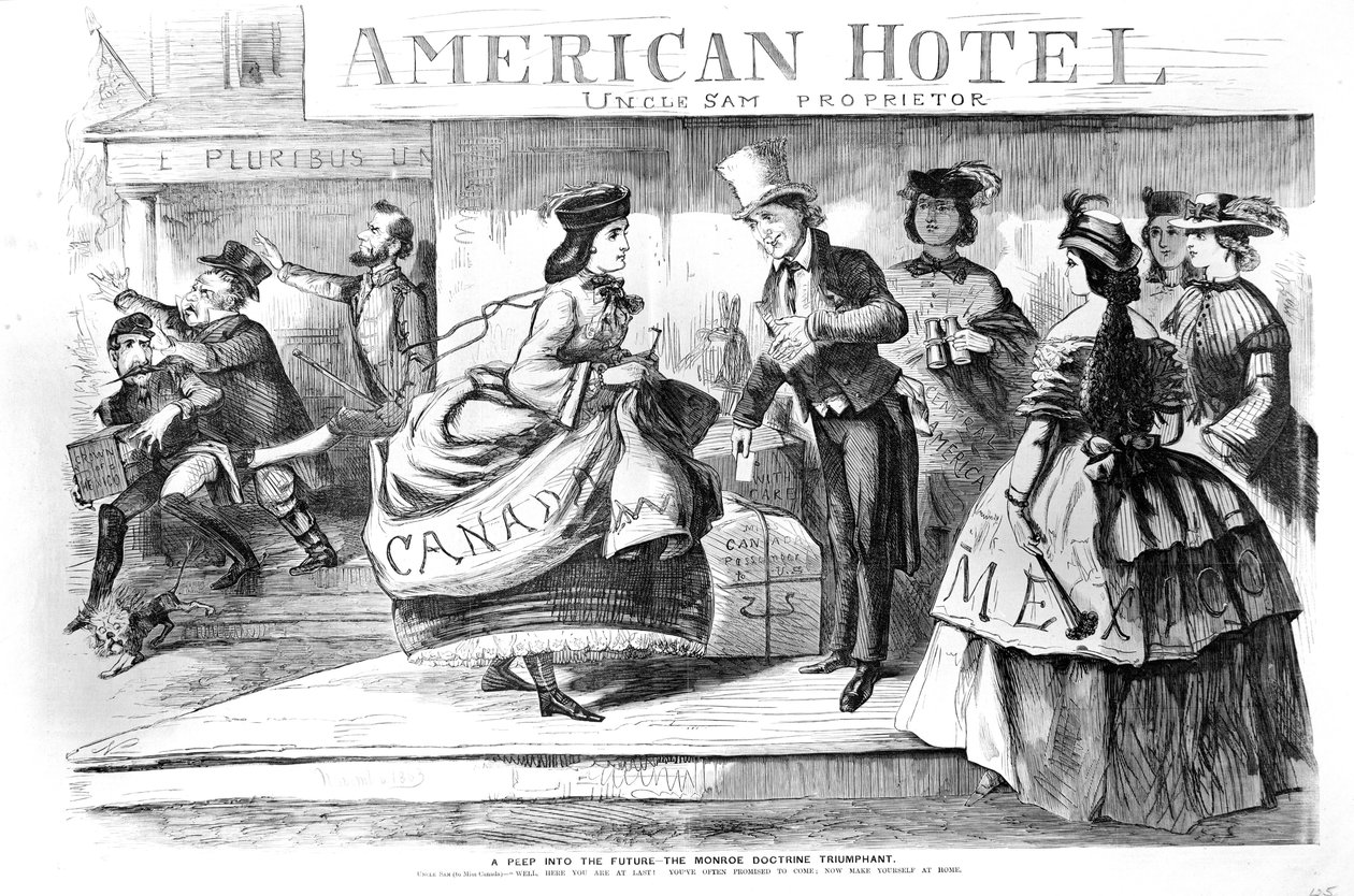 Uma olhada no futuro - a Doutrina Monroe Cartum triunfante de Frank Leslies Orçamento da Diversão, novembro de 1863 de American School