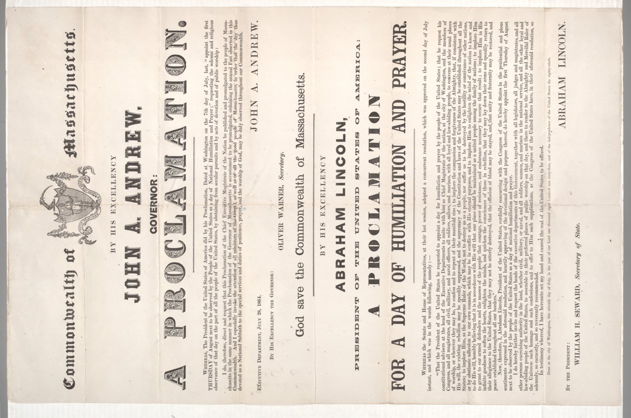 Proclamação por um dia de humilhação e oração, 28 de julho de 1864 de American School