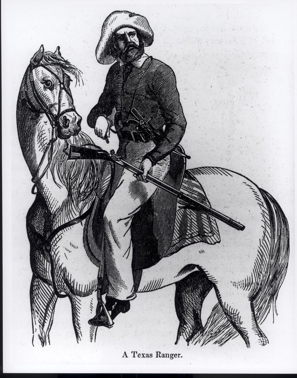 Um Texas Ranger, ilustração de &39;História pictórica do México e a guerra mexicana&39; por John Frost, 1848 de American School