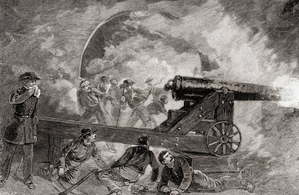 Uma casamata durante o bombardeamento na Batalha de Fort Sumter, abril de 1214 de American School