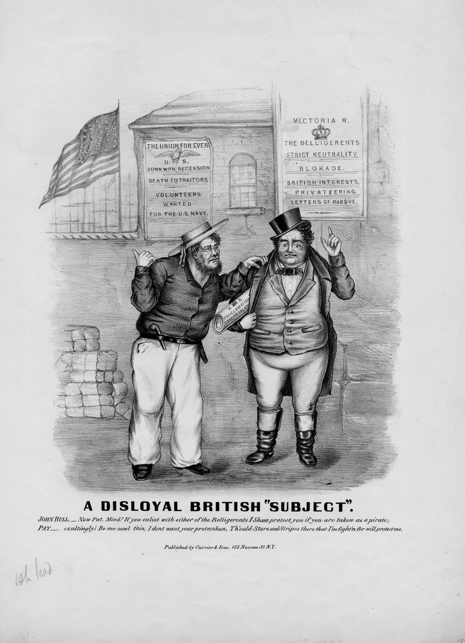 Um sujeito britânico desleal, publicado por Currier & Ives, Nova York, c.1862 de American School
