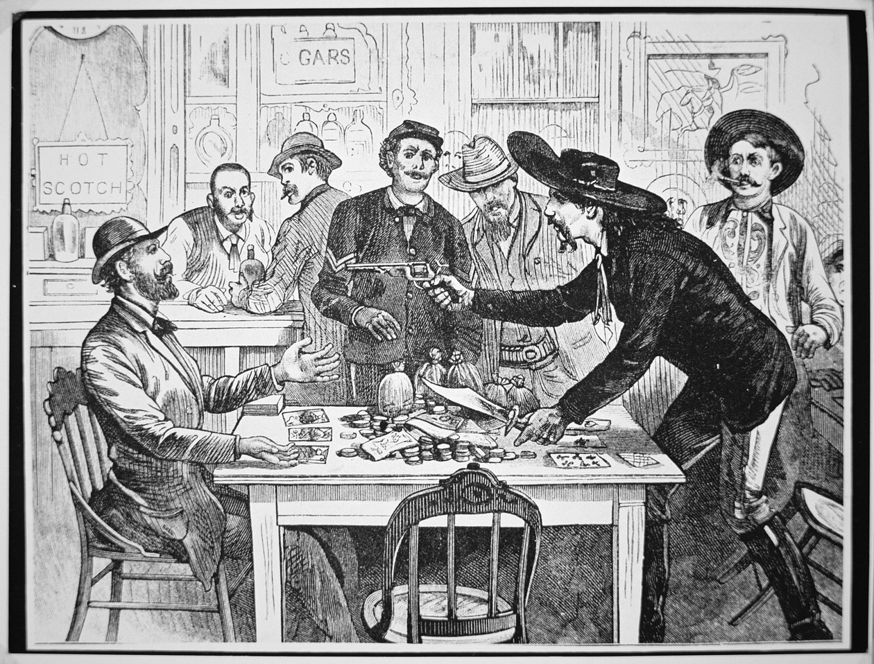 Um jogador acusa um colega de fazer batota, c.1880 (gravação) de American School