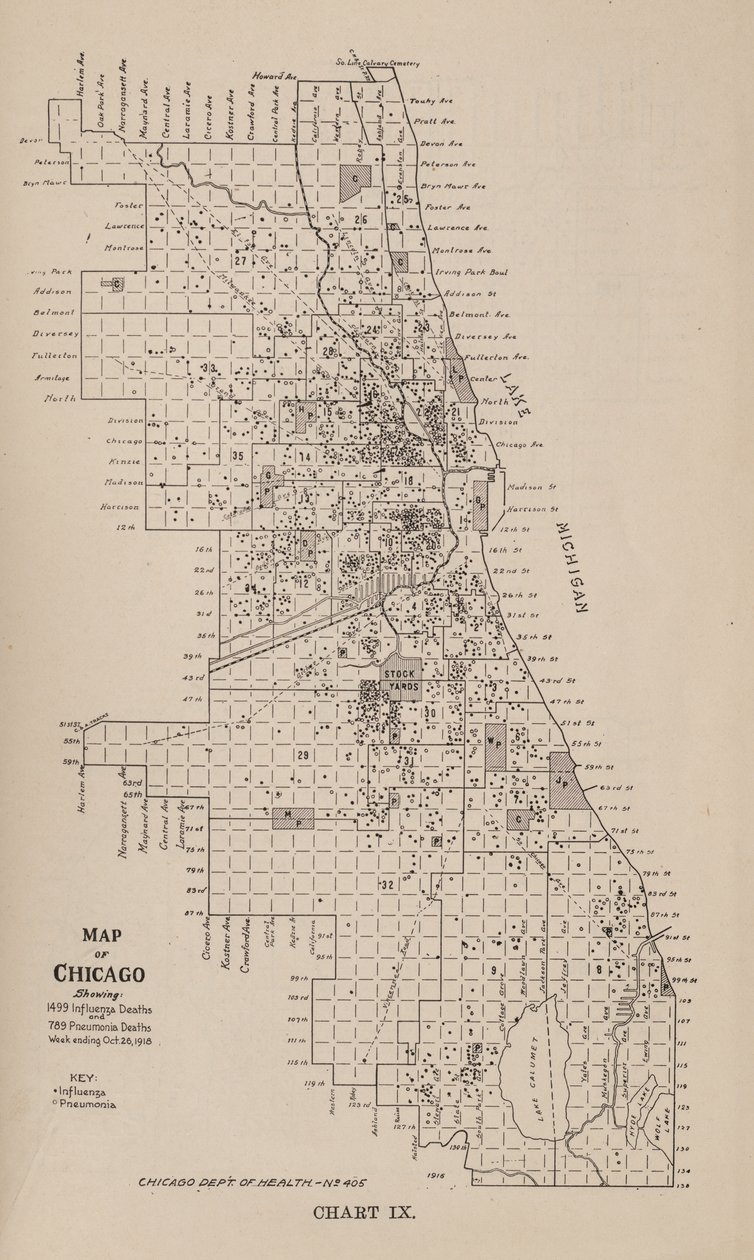 Um relatório sobre uma epidemia de gripe na cidade de Chicago no outono de 1918 de American School