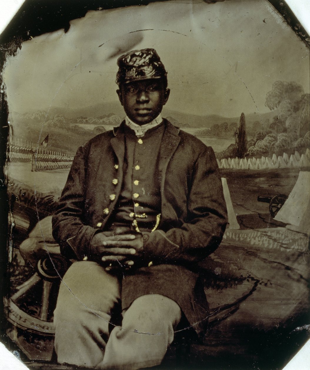 Abraham F. Brown, da 54th infantaria de Massachusetts, c.1863 (tintype) de American School