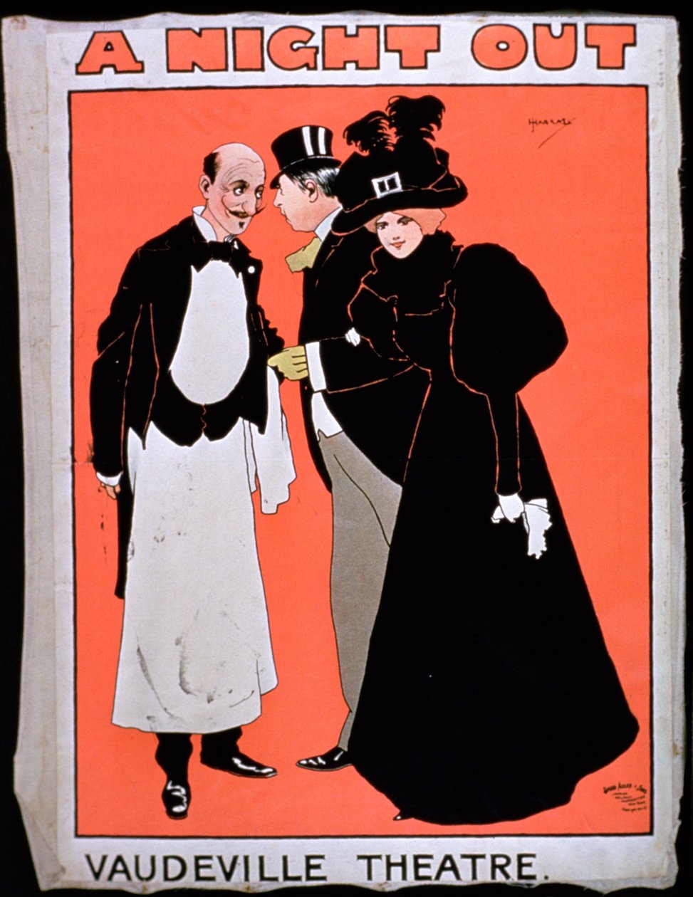 Anúncio de A Night Out, no Teatro Vaudeville de American School