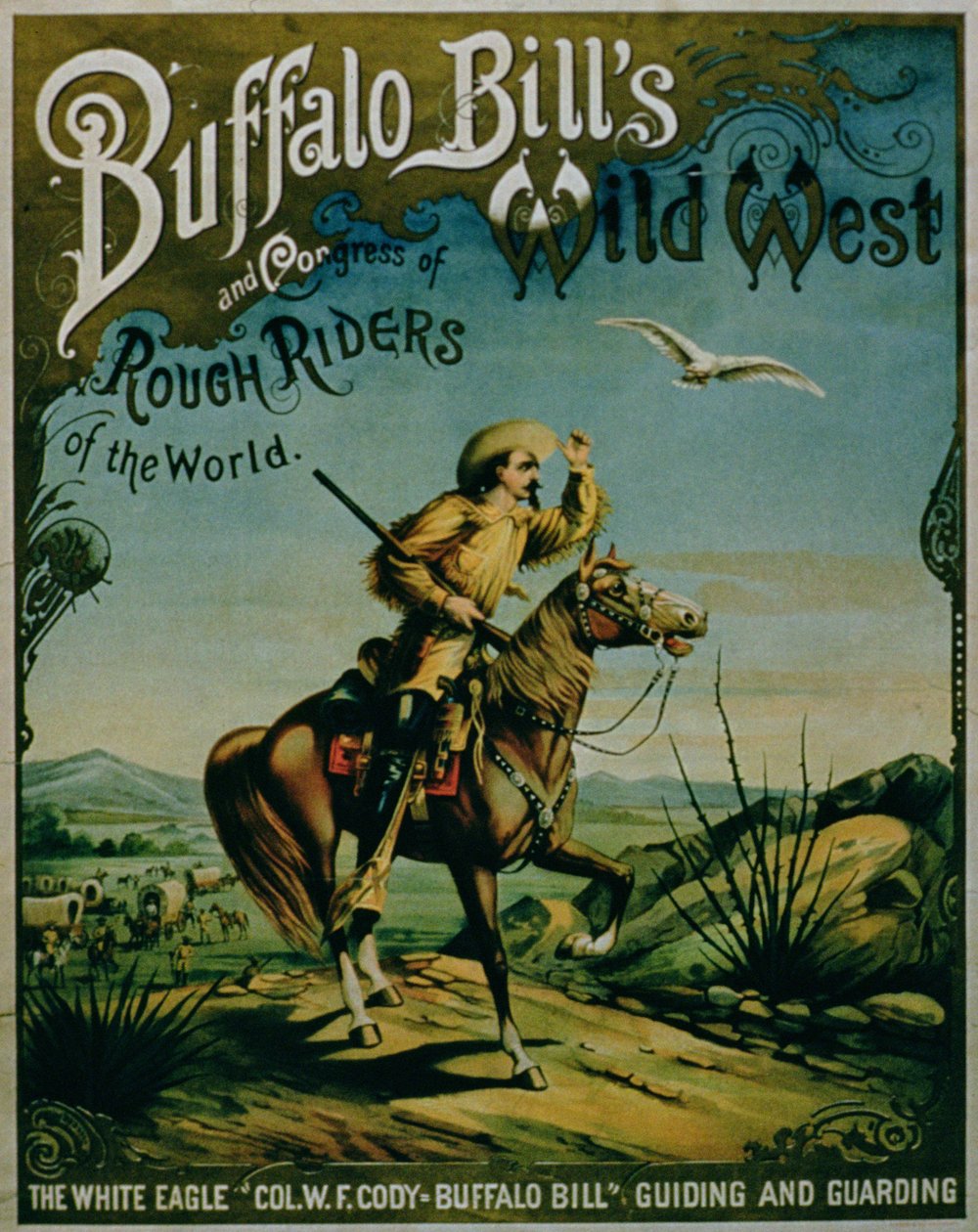 Propaganda para o Wild West Buffalo Bills e o Congresso dos Cavaleiros Águidos do Mundo de American School