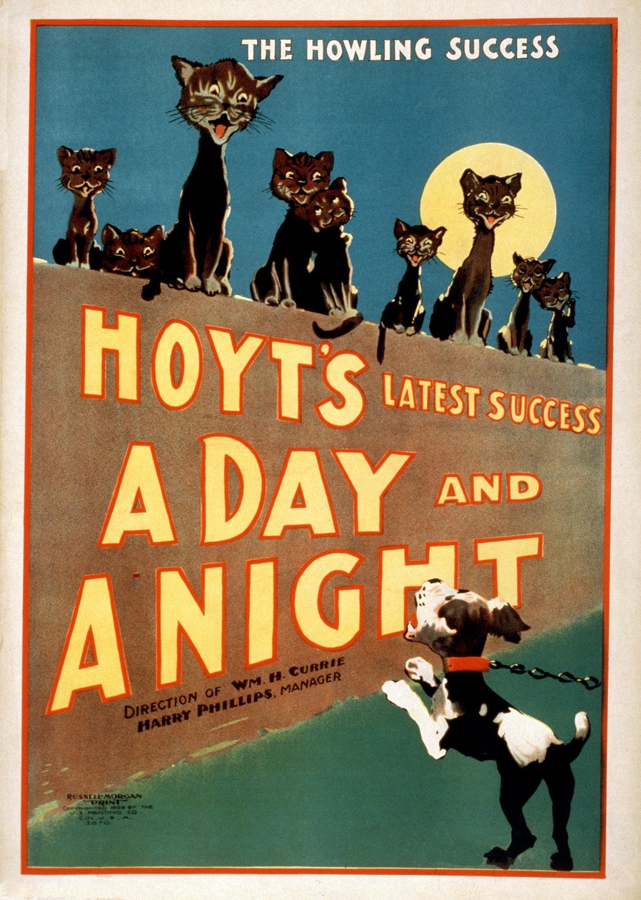 Propaganda para Charles Hoyts Um dia e uma noite, pub.1899 de American School