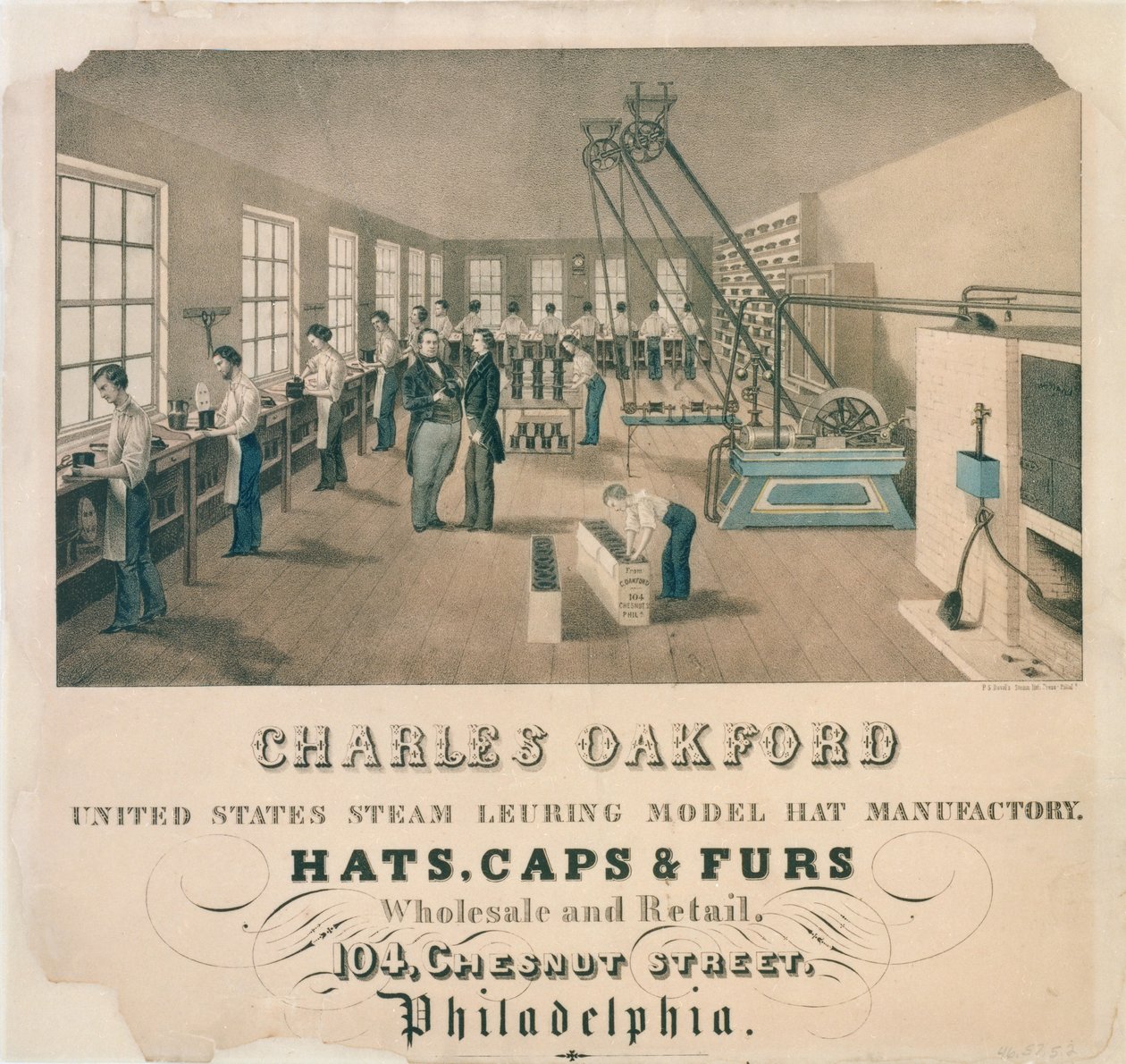 Propaganda para Charles Oakford, fabricante de chapéus, Filadélfia, c.1850 de American School