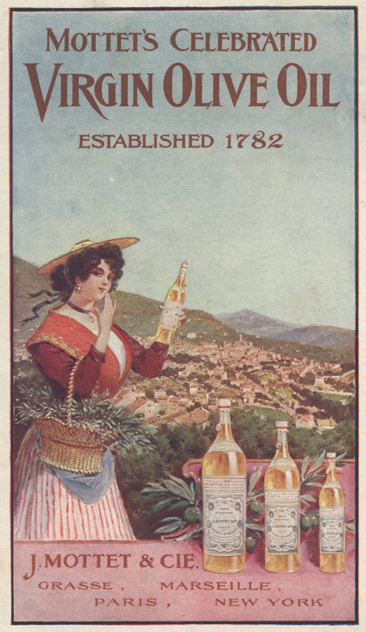 Anúncio para Mottets Celebrated Virgin Olive Oil, c.1900 de American School