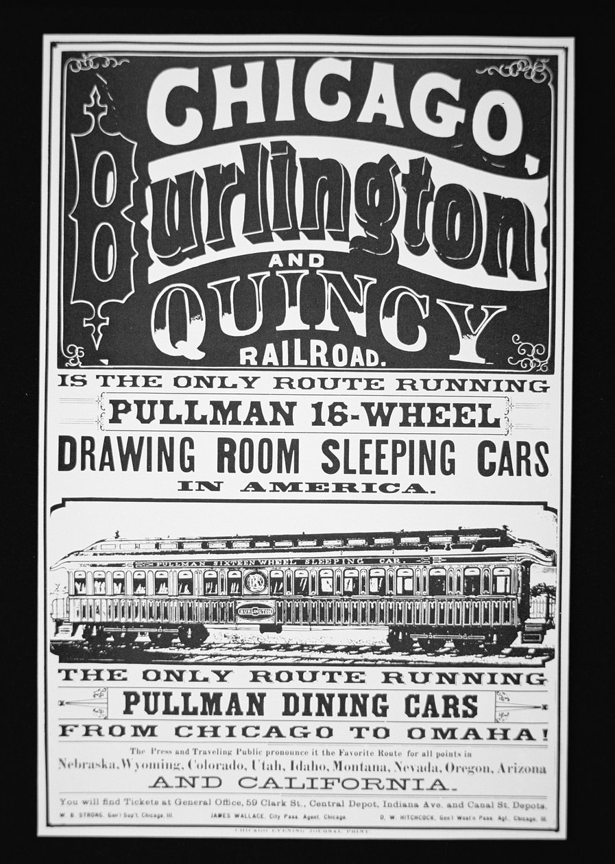 Anúncio para Pullman Cars of Chicago, c.1875 (litho) de American School