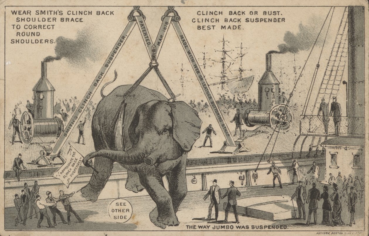 Anúncio para os suspensórios de costas de Smith (litografia) de American School