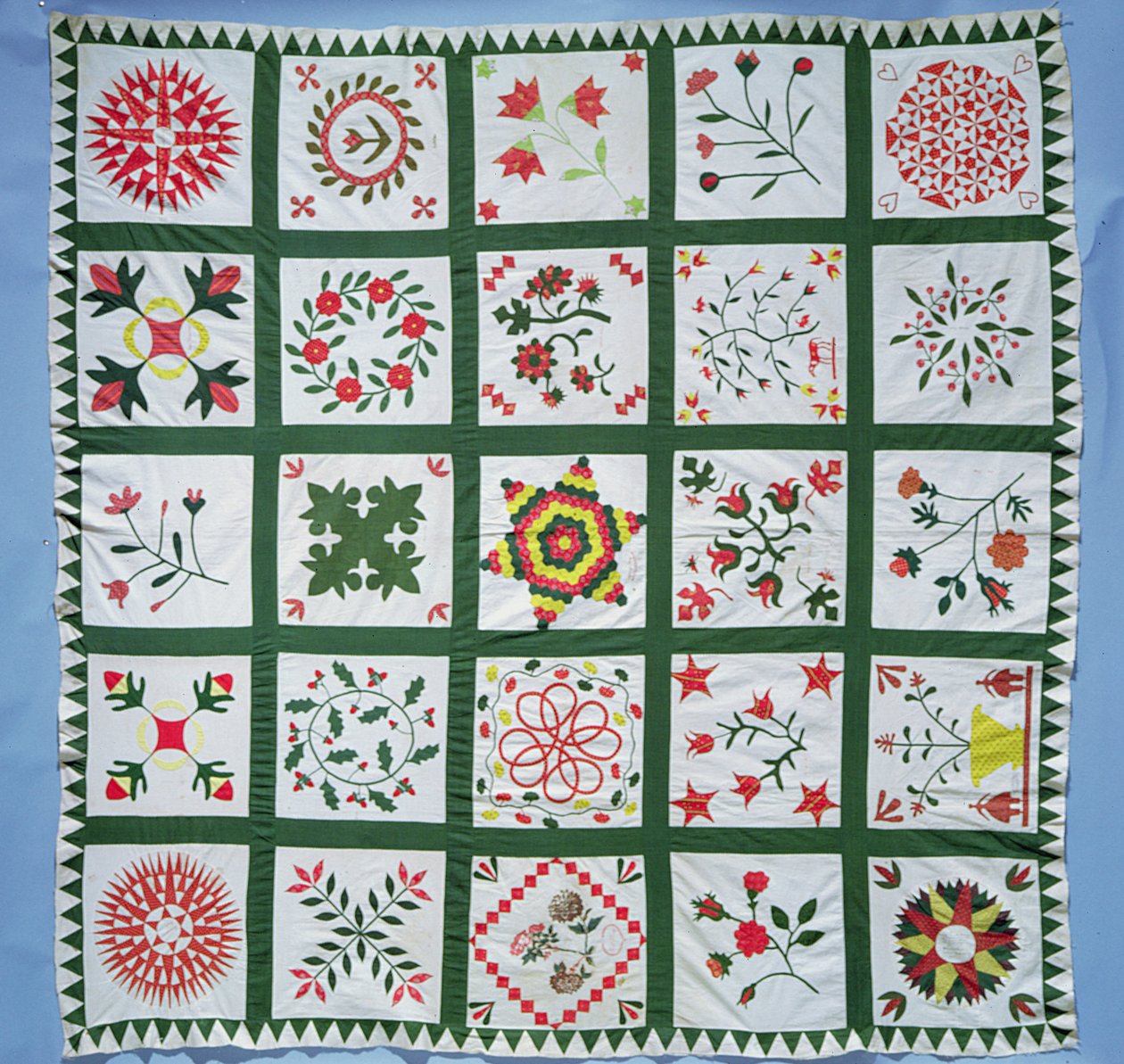 Edredom de álbum com flores temporada, 1844 (algodão) de American School