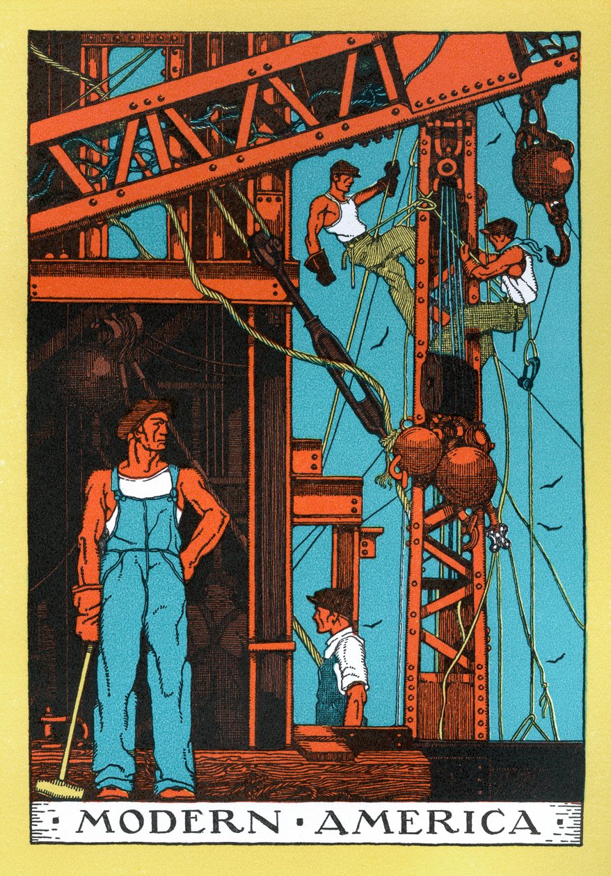 Alegoria da "Era Industrial Moderna" da América dos anos 30 de American School