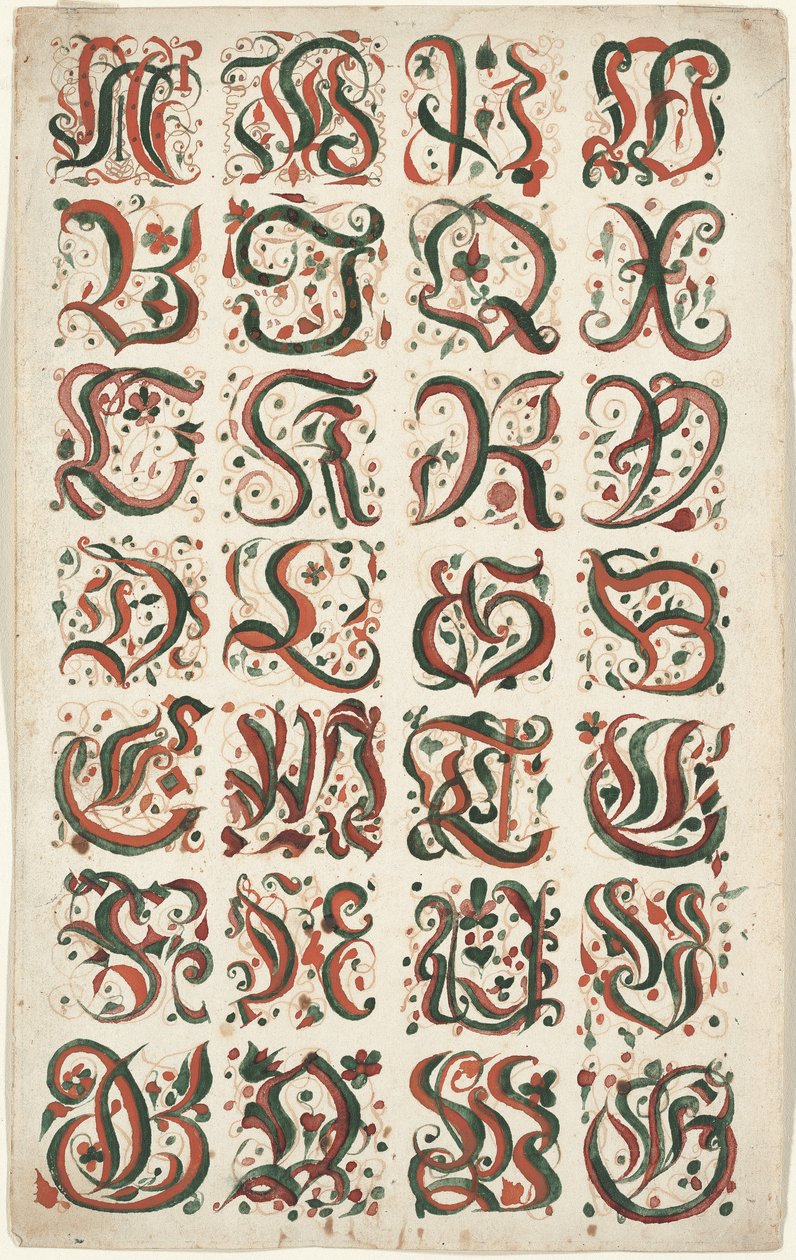 Alfabeto, pintura de fratura, c.1825-50 de American School