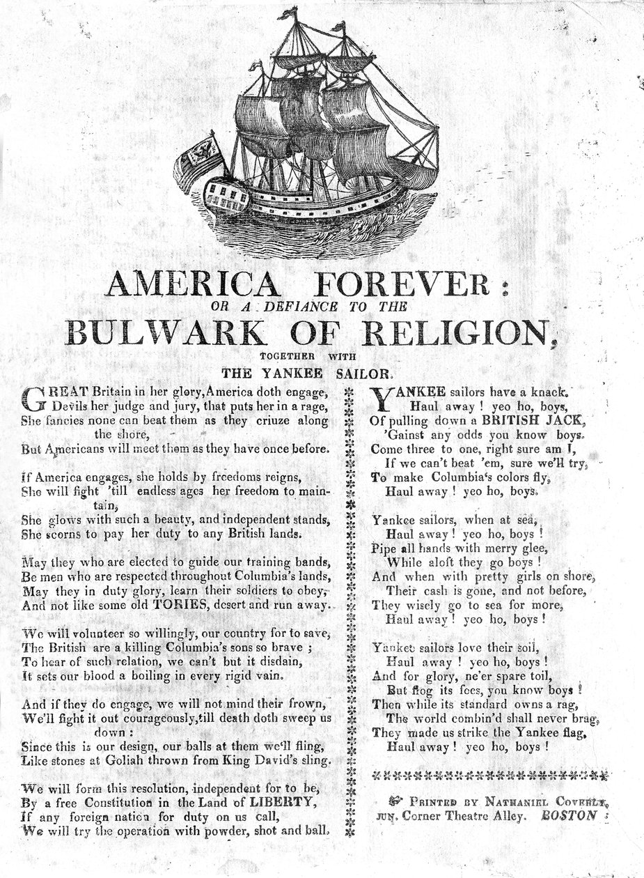 América para sempre ou um desafio ao baluarte da religião, junto com o marinheiro do Yankee (papel de jornal) de American School