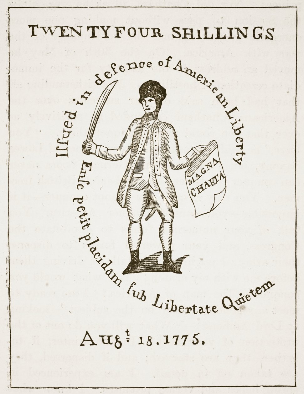 American Bill of Credit, 1775, ilustração da história ilustrada de Cassells da Inglaterra (foto sépia) de American School