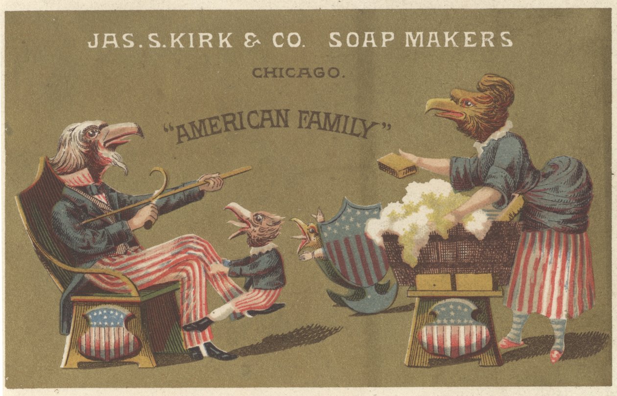 Família Americana, anúncio para James Kirk & Co. Soap Makers, c.1880 de American School