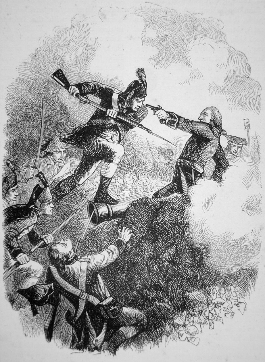 General americano Anthony Wayne capturando a fortaleza britânica em Stony Point com um ousado ataque à baioneta em julho de 1779 (litho) de American School