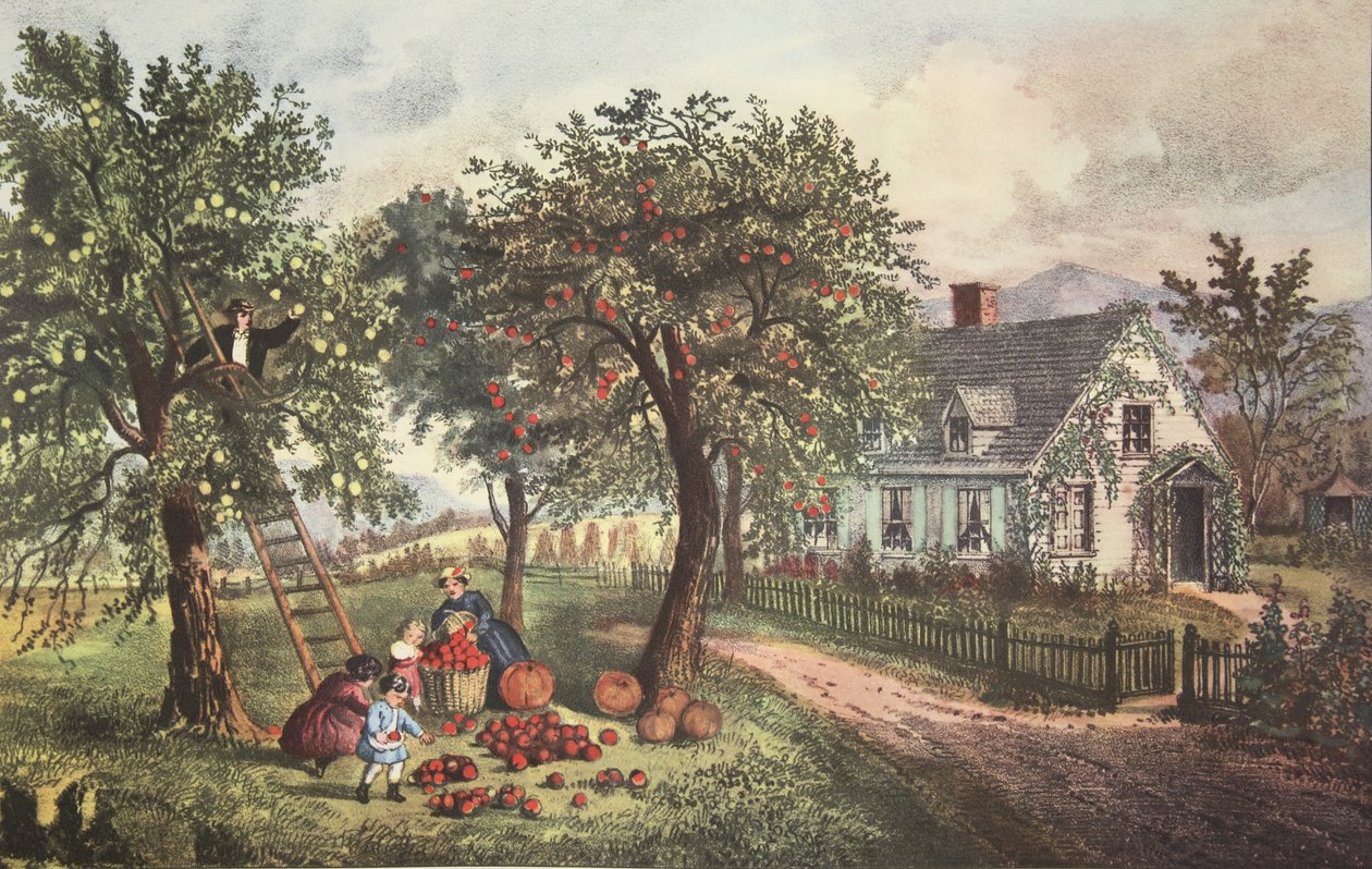 Herdade americana - outono, bar. 1869, Currier & Ives de American School