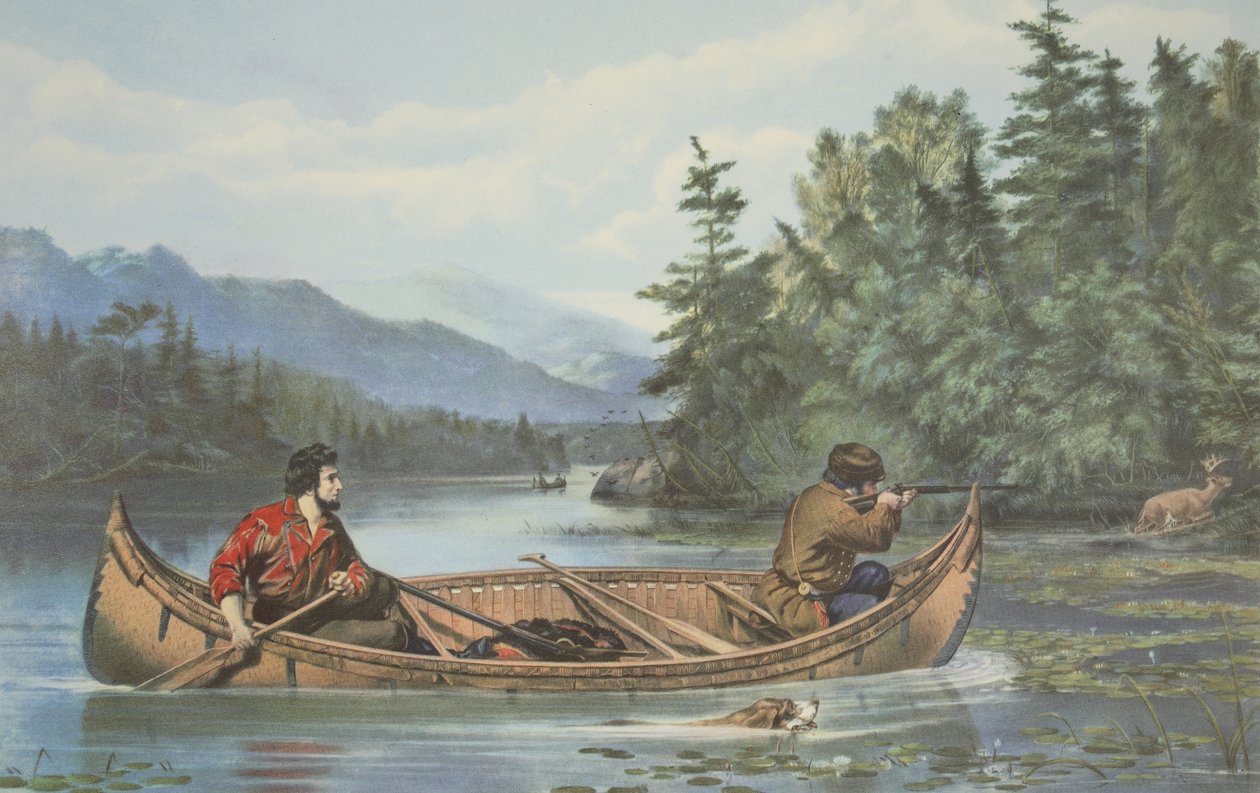 Cenas de caça americanas, uma boa chance, pub. 1863, Currier & Ives de American School