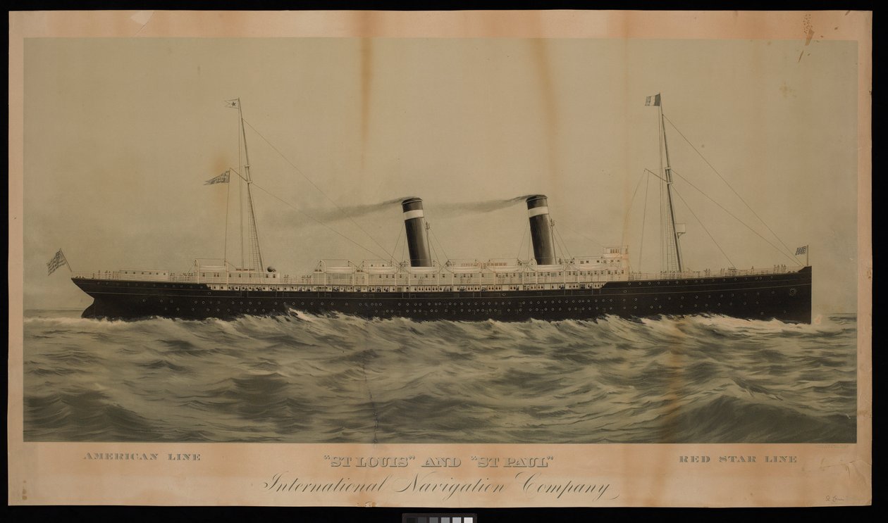 American Line St Louis e St Paul Red Star Line International Navigation Company (cromolitografia) de American School
